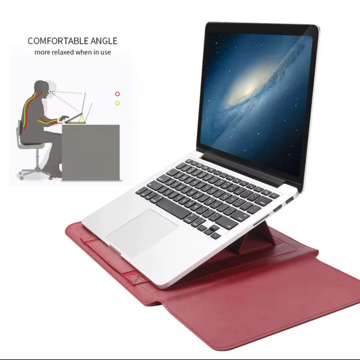 Ătui 2-en-1 pour Ordinateur Portable | Support Ergonomique et Pochette Ultra-Pratique