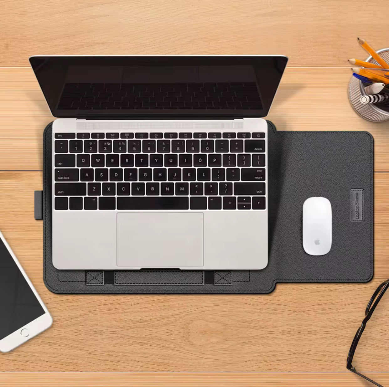 Ătui 2-en-1 pour Ordinateur Portable | Support Ergonomique et Pochette Ultra-Pratique