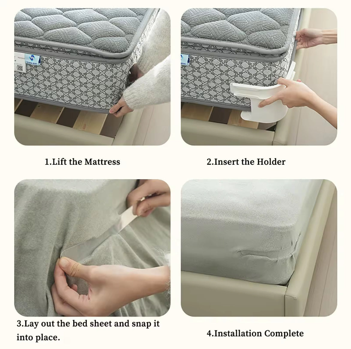 🛏️ Supports de Draps Invisibles – Un Lit Toujours Net, Sans Effort